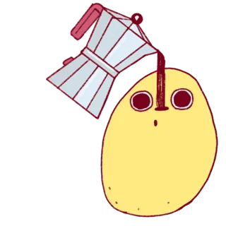 ☕️ кофе, яйцо, мультфильм, гейзерная кофеварка telegram sticker