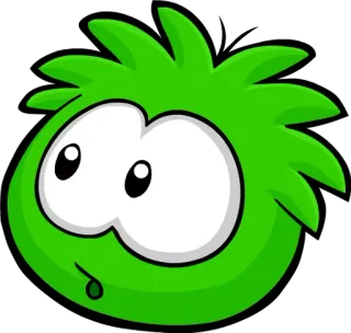 😮 verde, cartoni animati, Club Penguin, Puffle telegram sticker