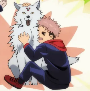🎱 Yuji Itadori Jujutsu Kaisen Anime, Anjing, Peliharaan, Anak laki-laki, Kartun telegram sticker