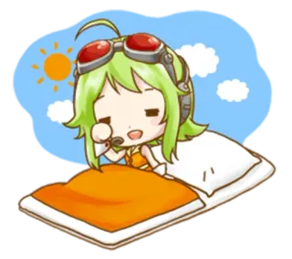 ☀️ Anime, Chica, Cama, Somnoliento/a, Chibi whatsapp sticker