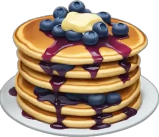 🤩 Pfannkuchen, Blaubeeren, Essen, Frühstück, Stapel, Nachtisch telegram sticker