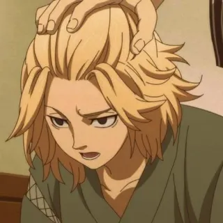 🧀 Mikey Anime, Charakter, Mikey, Kopf tätscheln, blonde Haare, Tokyo Revengers telegram sticker