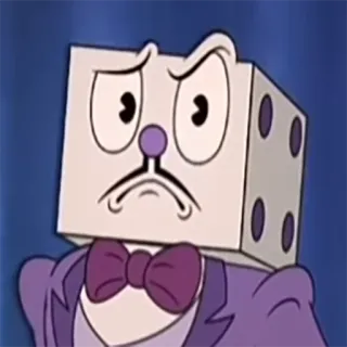 🤨 King Dice Cuphead Cartoon, Würfel, Fliege, King Dice, Cuphead, Bösewicht telegram sticker