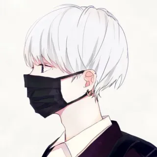 💉 Anime, Maschera, Arte digitale, Ritratto, Capelli bianchi, Orecchino whatsapp sticker
