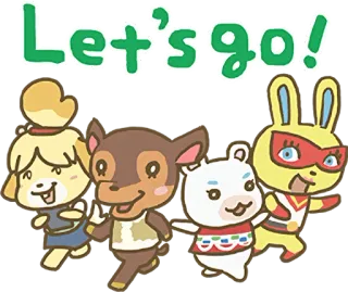 ✊ Let's go! Animal Crossing, Isabelle, videojuego, lindo, dibujos animados, animales whatsapp sticker
