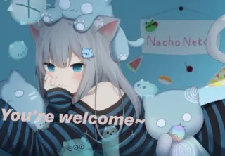 😊 You're welcome~ Anime, Chica gato, Lindo, Saludo telegram sticker
