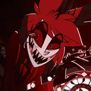 🧨 Alastor Hazbin Hotel demone, radio, cattivo, rosso, animazione, cartone animato telegram sticker
