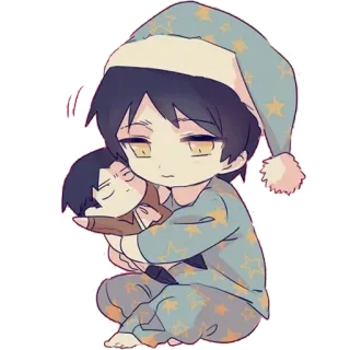 💤 Eren Yeager Attack on Titan Anime, Chibi, L'Attaque des Titans, Pyjama, Dormir, Fanart telegram sticker