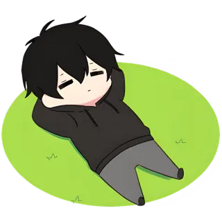 🥱 anime, manga, chibi, character, cartoon, hoodie, relaxing telegram sticker