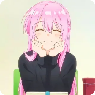 ⭐️ animé, fille, cheveux roses, souriant, mignon, dessin animé telegram sticker