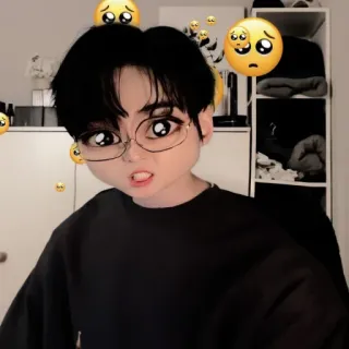 🥺 Hoạt hình, Emoji, Khuôn mặt, Kính, Kawaii, Dễ thương telegram sticker
