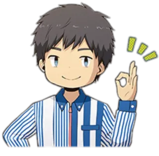 👌 anime, cartone animato, personaggio, sorriso, OK, minimarket telegram sticker