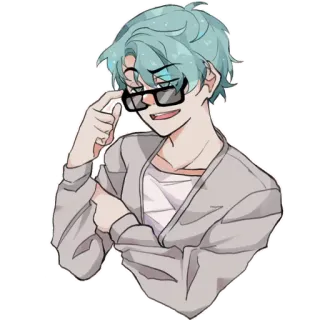 😎 Anime, Cartone animato, Occhiali, Personaggio, Illustrazione, Uomo telegram sticker