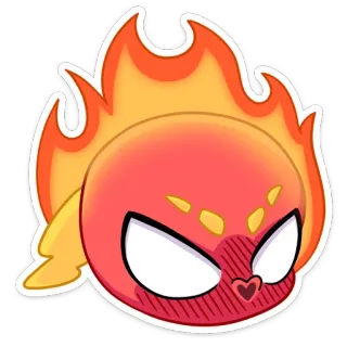 😡 flame, fire, cartoon, emoji, cute, heart, love whatsapp sticker