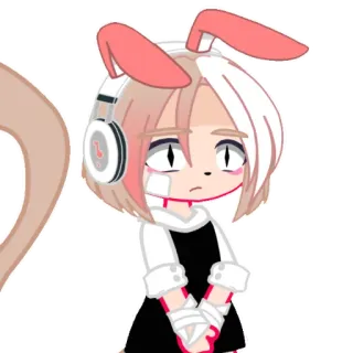 😕 anime, kawaii, bunny, character, headphones, sad telegram sticker