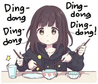 😀 Ding-dong
Ding-dong Ding-dong!
Ding-dong garota anime, comendo, hashi, comida, fofa, animado, kawaii telegram sticker