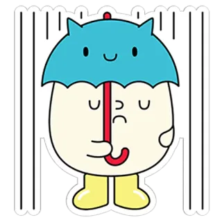 🌧 鸡蛋, 雨伞, 雨, 可爱, 卡通, 卡哇伊 telegram sticker