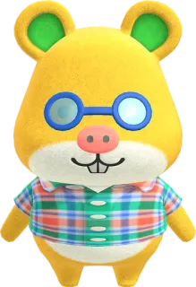 🐹 Hamlet Animal Crossing hamster, animal crossing, brille, bewohner, süß, videospiel, gelb telegram sticker