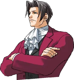 😒 Miles Edgeworth Ace Attorney ゲーム, 弁護士, 検察官, 自信, 真剣 telegram sticker
