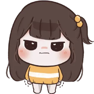 🤪 Desenho animado, Fofo, Bravo, Chibi, Garota, Adesivo telegram sticker