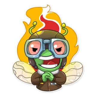 😡 desenho animado, mosca, piloto, aviação, personagem, inseto, asas telegram sticker