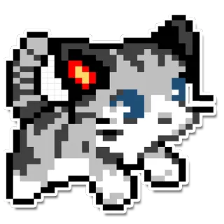 😼 cat, pixel art, cyborg, pet, animal, digital art, sticker telegram sticker