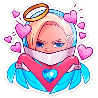 💕 宇宙飛行士, 光輪, ハート, 漫画, 天使, 宇宙 telegram sticker