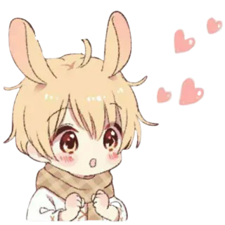💖 carino, coniglio, anime, cuori, cartoni animati telegram sticker