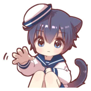 🍓 Anime, Gato, Menino, Chibi, Kawaii, Marinheiro, Fofo telegram sticker