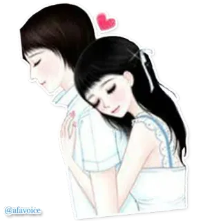 ♋ @afavoice miłość, przytulanie, para, romans, kreskówka, uczucie, słodki, słodkie telegram sticker