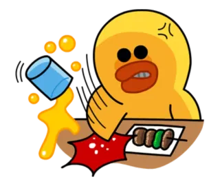 😡 мультфильм, утка, еда, пролитие, злость whatsapp sticker