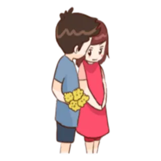 💑 amour, romance, couple, relation, dessin animé, fleurs, câlin telegram sticker