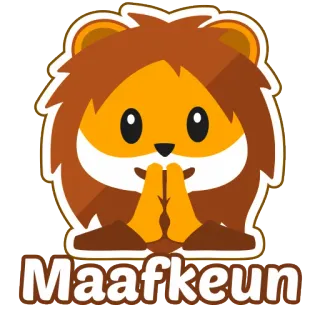 🙏 Maafkeun leone, animale, carino, cartone animato, scuse, richiesta, scusa telegram sticker