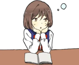 🤤 Anime, Chica, Leyendo, Libro, Lindo, Estudiante telegram sticker
