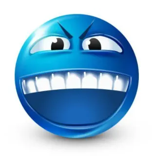 😃 emoji, bleu, dents, fou, colère, visage telegram sticker