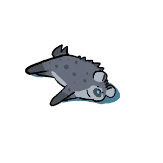 😕 Мультфильм, Тюлень, Животное, Милый, Плавание, Синий, Серый telegram sticker