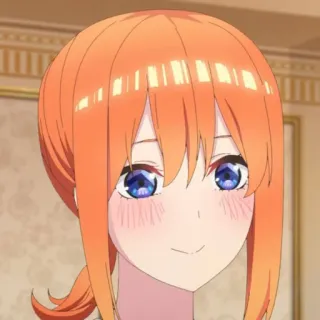 🥰 Yotsuba Nakano The Quintessential Quintuplets Anime, Desenho animado, Personagem, Cabelo laranja, Sorrindo, Fofa, Menina telegram sticker