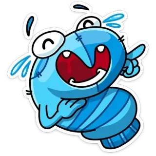 😂 мультфильм, наклейка, смешной, синий, персонаж whatsapp sticker