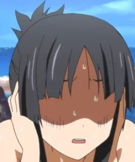 🌟 anime, girl, sweat, worried, beach, character telegram sticker