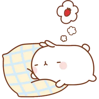 ☁ sleeping, cute, bunny, pillow, strawberry, dream telegram sticker