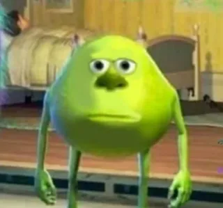 😦 Mike Wazowski Monsters, Inc. монстр, зеленый, разочарованный, мультфильм telegram sticker