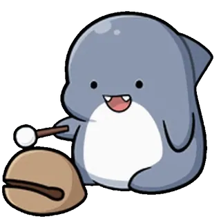 ⭐ cartoon, animal, cute, drum, dolphin, music, kawaii whatsapp sticker