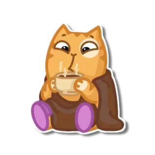 ❄️ gato, café, lindo, animal, acogedor telegram sticker