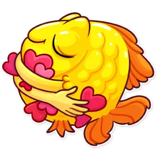 🥰 ryba, miłość, słodkie, serca, zwierzę, kreskówka, naklejka telegram sticker
