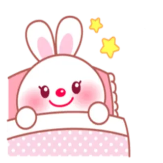 😊 rabbit, bunny, sleep, sleeping, bed, cute, kawaii, stars whatsapp sticker