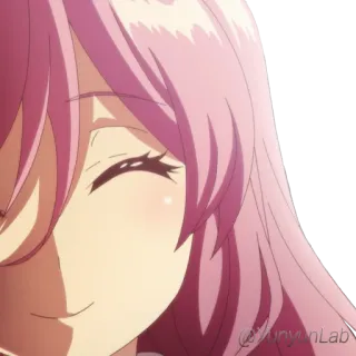 😊 animé, fille, cheveux roses, sourire telegram sticker