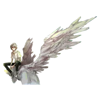 👼 anime, angel, wing, character, sitting, artwork telegram sticker