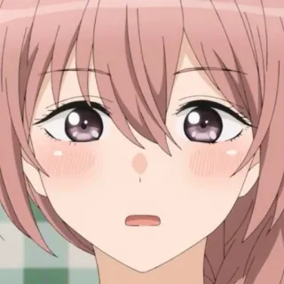 😳 anime, menina, cabelo rosa, fofa, desenho animado telegram sticker