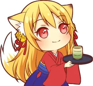 🙂 Anime, Garota Raposa, Fofo, Chá, Kawaii, Mangá telegram sticker