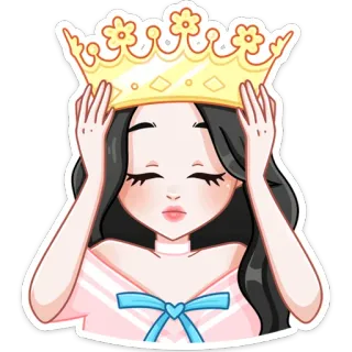 👸 왕관, 공주, 소녀, 귀여운, 만화, 여자, 카와이, 스티커 telegram sticker